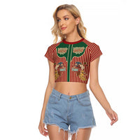 Western Yoke Raglan Cropped T Shirt Befana Merry Christmas Retro Style - Wonder Print Shop