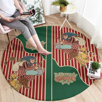 Western Yoke Round Carpet Befana Merry Christmas Retro Style - Wonder Print Shop
