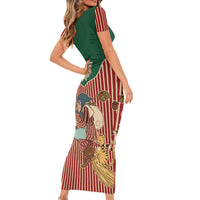 Western Yoke Short Sleeve Bodycon Dress Befana Merry Christmas Retro Style - Wonder Print Shop