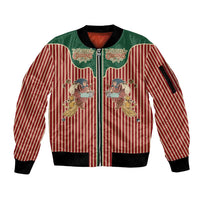 Western Yoke Sleeve Zip Bomber Jacket Befana Merry Christmas Retro Style - Wonder Print Shop