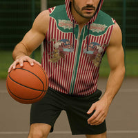 Western Yoke Sleeveless Zip Hoodie Befana Merry Christmas Retro Style - Wonder Print Shop