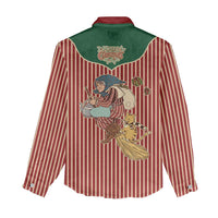 Western Yoke Women Casual Shirt Befana Merry Christmas Retro Style - Wonder Print Shop