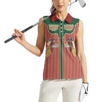Western Yoke Women Sleeveless Polo Shirt Befana Merry Christmas Retro Style - Wonder Print Shop