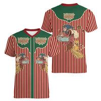 Western Yoke Women V-Neck T-Shirt Befana Merry Christmas Retro Style - Wonder Print Shop