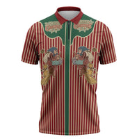 Western Yoke Zipper Polo Shirt Befana Merry Christmas Retro Style - Wonder Print Shop