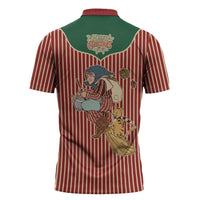 Western Yoke Zipper Polo Shirt Befana Merry Christmas Retro Style - Wonder Print Shop