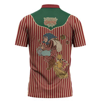 Western Yoke Zipper Polo Shirt Befana Merry Christmas Retro Style - Wonder Print Shop