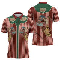 Western Yoke Zipper Polo Shirt Befana Merry Christmas Retro Style - Wonder Print Shop