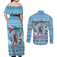 Gamer Christmas Couples Matching Off Shoulder Maxi Dress and Long Sleeve Button Shirt Alright Elves Where We Dropping - Wonder Print Shop