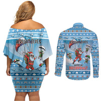 Gamer Christmas Couples Matching Off Shoulder Short Dress and Long Sleeve Button Shirt Alright Elves Where We Dropping - Wonder Print Shop