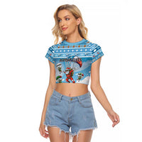 Gamer Christmas Raglan Cropped T Shirt Alright Elves Where We Dropping - Wonder Print Shop