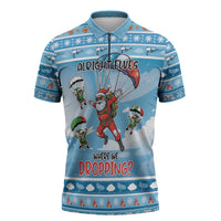 Gamer Christmas Zipper Polo Shirt Alright Elves Where We Dropping - Wonder Print Shop