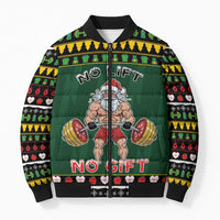 Xmas Gymer Christmas Bomber Puffer Jacket No Lift No Gift - Wonder Print Shop