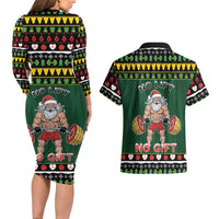 Xmas Gymer Christmas Couples Matching Long Sleeve Bodycon Dress and Hawaiian Shirt No Lift No Gift - Wonder Print Shop