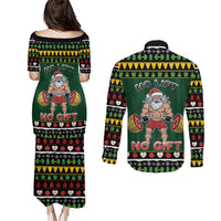 Xmas Gymer Christmas Couples Matching Puletasi and Long Sleeve Button Shirt No Lift No Gift - Wonder Print Shop