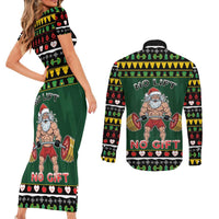 Xmas Gymer Christmas Couples Matching Short Sleeve Bodycon Dress and Long Sleeve Button Shirt No Lift No Gift - Wonder Print Shop