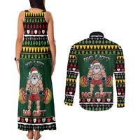 Xmas Gymer Christmas Couples Matching Tank Maxi Dress and Long Sleeve Button Shirt No Lift No Gift - Wonder Print Shop