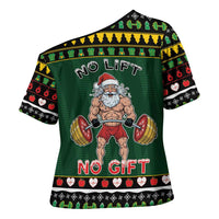 Xmas Gymer Christmas Cross Shoulder Shirt No Lift No Gift - Wonder Print Shop