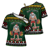 Xmas Gymer Christmas Cross Shoulder Shirt No Lift No Gift - Wonder Print Shop
