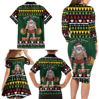 Xmas Gymer Christmas Family Matching Long Sleeve Bodycon Dress and Hawaiian Shirt No Lift No Gift - Wonder Print Shop