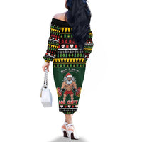 Xmas Gymer Christmas Family Matching Off The Shoulder Long Sleeve Dress and Hawaiian Shirt No Lift No Gift - Wonder Print Shop