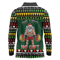 Xmas Gymer Christmas Long Sleeve Polo Shirt No Lift No Gift - Wonder Print Shop