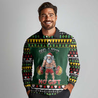 Xmas Gymer Christmas Long Sleeve Polo Shirt No Lift No Gift - Wonder Print Shop