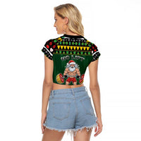 Xmas Gymer Christmas Raglan Cropped T Shirt No Lift No Gift - Wonder Print Shop