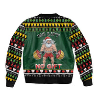 Xmas Gymer Christmas Sleeve Zip Bomber Jacket No Lift No Gift - Wonder Print Shop