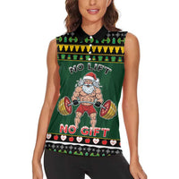 Xmas Gymer Christmas Women Sleeveless Polo Shirt No Lift No Gift - Wonder Print Shop