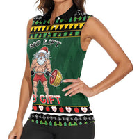 Xmas Gymer Christmas Women Sleeveless Polo Shirt No Lift No Gift - Wonder Print Shop