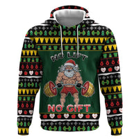 Xmas Gymer Christmas Zip Hoodie No Lift No Gift - Wonder Print Shop