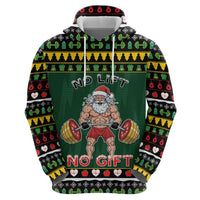 Xmas Gymer Christmas Zip Hoodie No Lift No Gift - Wonder Print Shop
