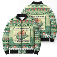 Capybara Christmas Bomber Puffer Jacket Wake Me Up When It's Christmas - Wonder Print Shop