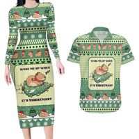 Capybara Christmas Couples Matching Long Sleeve Bodycon Dress and Hawaiian Shirt Wake Me Up When It's Christmas - Wonder Print Shop