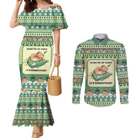 Capybara Christmas Couples Matching Mermaid Dress and Long Sleeve Button Shirt Wake Me Up When It's Christmas - Wonder Print Shop