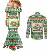 Capybara Christmas Couples Matching Mermaid Dress and Long Sleeve Button Shirt Wake Me Up When It's Christmas - Wonder Print Shop