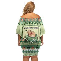 Capybara Christmas Family Matching Off Shoulder Short Dress and Hawaiian Shirt Wake Me Up When It's Christmas - Wonder Print Shop