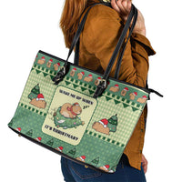 Capybara Christmas Leather Tote Bag Wake Me Up When It's Christmas - Wonder Print Shop
