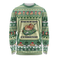 Capybara Christmas Long Sleeve Shirt Wake Me Up When It's Christmas - Wonder Print Shop