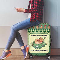 Capybara Christmas Luggage Cover Wake Me Up When It's Christmas - Wonder Print Shop