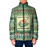 Capybara Christmas Padded Jacket Wake Me Up When It's Christmas - Wonder Print Shop