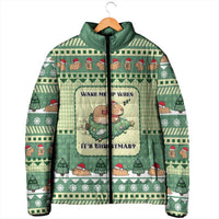 Capybara Christmas Padded Jacket Wake Me Up When It's Christmas - Wonder Print Shop