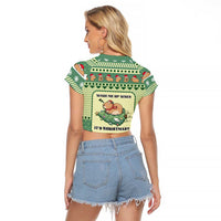 Capybara Christmas Raglan Cropped T Shirt Wake Me Up When It's Christmas - Wonder Print Shop