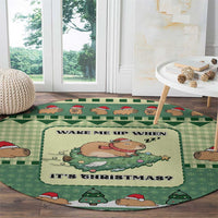 Capybara Christmas Round Carpet Wake Me Up When It's Christmas - Wonder Print Shop