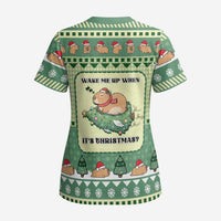Capybara Christmas Scrub Top Wake Me Up When It's Christmas - Wonder Print Shop