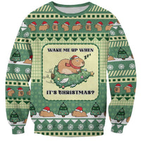 Capybara Christmas Sweatshirt Wake Me Up When It's Christmas - Wonder Print Shop