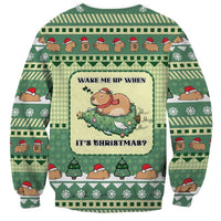 Capybara Christmas Sweatshirt Wake Me Up When It's Christmas - Wonder Print Shop