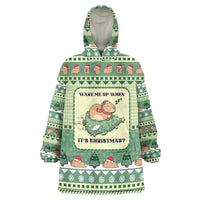 Capybara Christmas Wearable Blanket Hoodie Wake Me Up When It's Christmas - Wonder Print Shop
