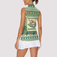 Capybara Christmas Women Sleeveless Polo Shirt Wake Me Up When It's Christmas - Wonder Print Shop